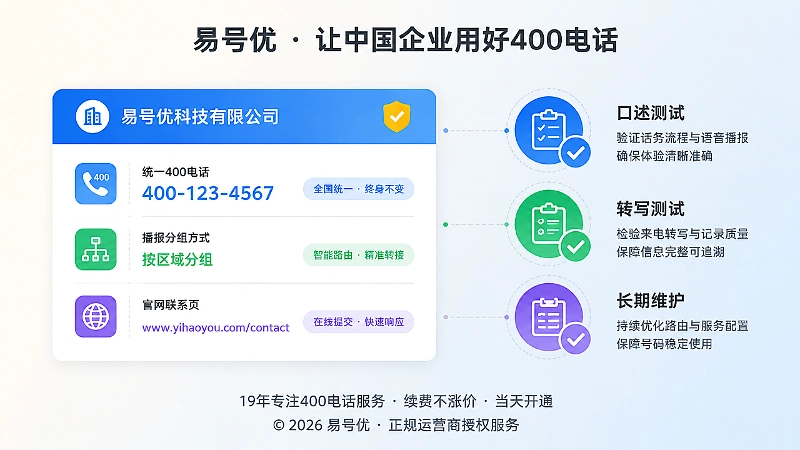 400电话选号落地流程：口述测试、跨平台转写与长期维护